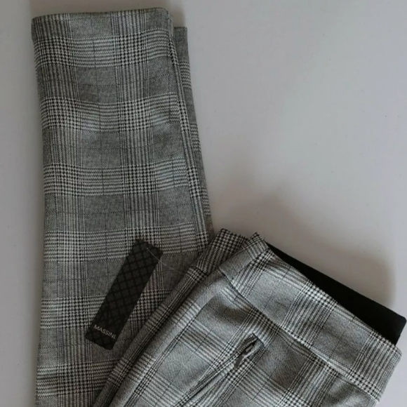 Massini Plaid Pants Black & White Curvy Stretchy Elastic Waist - Picture 6 of 8